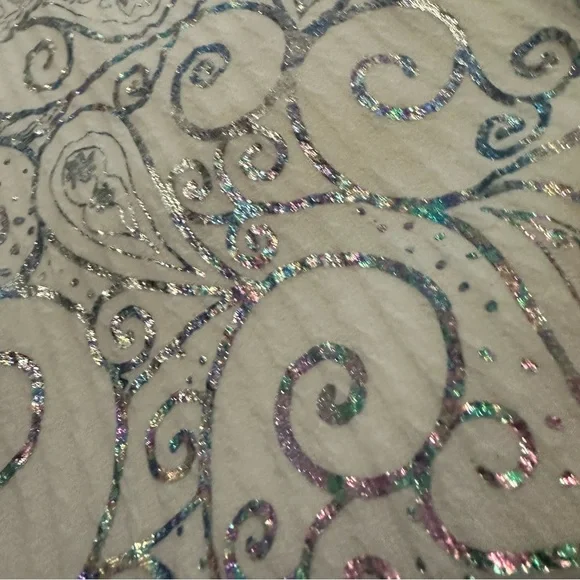 LuLaRoe White and Iridescent Paisley Print Cassie Pencil Skirt - Size Large - Picture 2 of 3